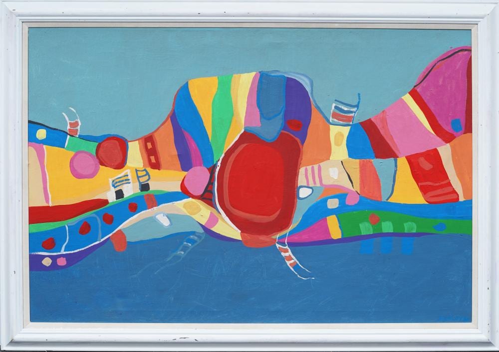 albert alcalay 1917 2008 large american modernist abstract martha s vineyard oil painting · Curated Gallery Auctions · 2025-03-23 Albert Alcalay comparable auction result: albert alcalay 1917 2008 large american modernist abstract martha s vineyard oil painting