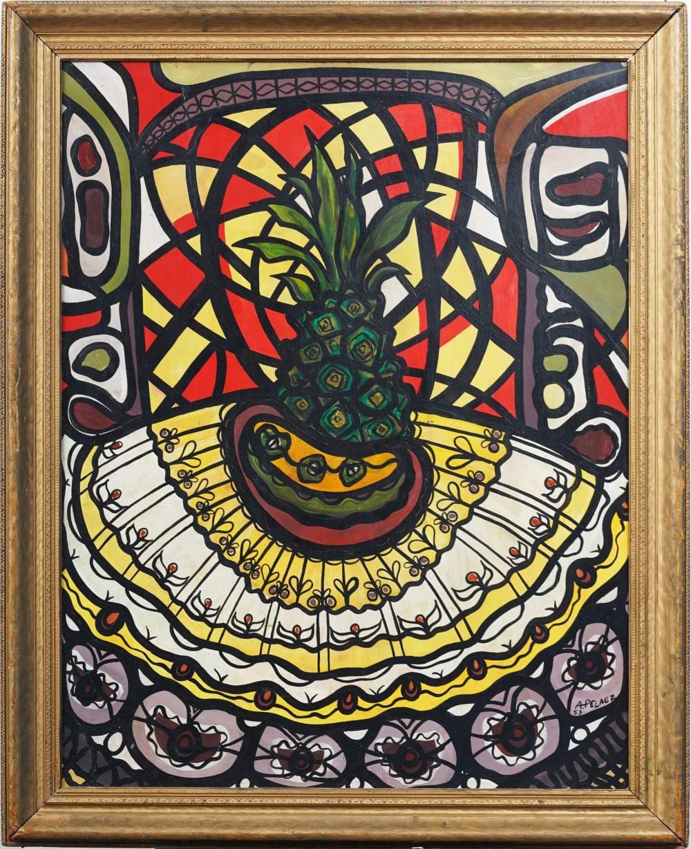 Amelia Pelaez comparable auction result: amelia pelaez 1896 1968 signed french cuban modernist pineapple still life exhibited painting