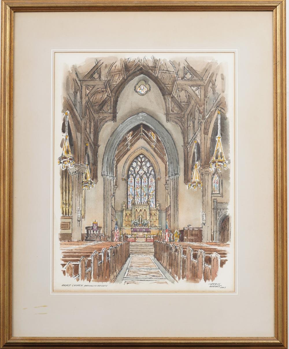 Ardis Hughes comparable auction result: ardis hughes 1912 2009 grace church brooklyn heights vintage american painting