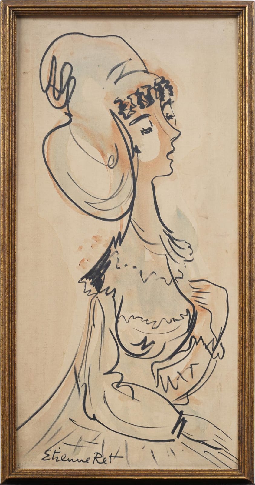 Etienne Ret (1900 - 1996) Signed American Modernist Woman Portrait Framed Oil Painting sold by Curated Gallery Auctions, lot 203 — auction record photograph