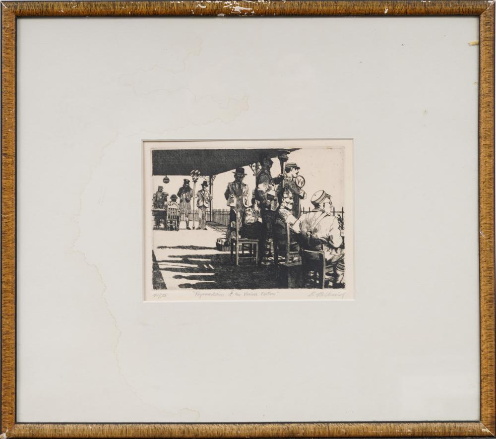 DAVID ITCHKAWICH comparable auction result: david itchkawich b 1937 vintage signed figurative framed etching print