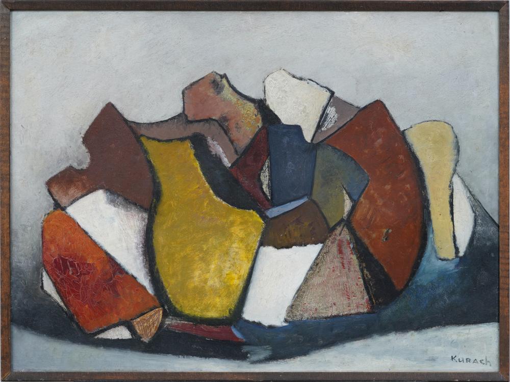 ivan kurach 1909 1968 signed exhibited mid century modern abstract figural framed oil painting · Curated Gallery Auctions · 2025-03-23 Ivan Kurach comparable auction result: ivan kurach 1909 1968 signed exhibited mid century modern abstract figural framed oil painting