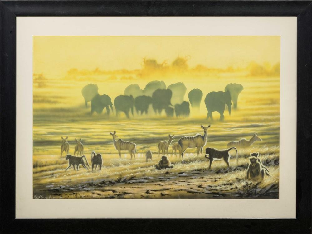 Paul Augustinus comparable auction result: paul augustinus sa born 1952 pastel wildlife scene signed dated 84 60 x 88
