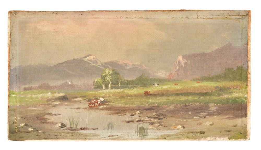 Jervis McEntee comparable auction result: jervis mcentee american 1828 1891 western landscape with cattle