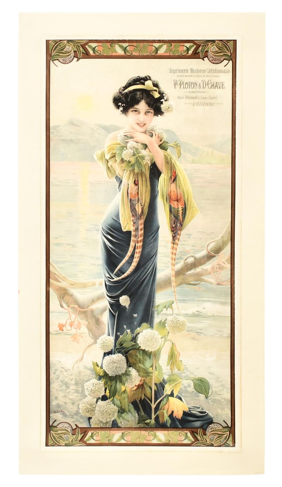 gaspar camps 1874 1942 evening hydrangea poster · Fontaine's Auction Gallery · 2025-03-22 Gaspar Camps i Junyent comparable auction result: gaspar camps 1874 1942 evening hydrangea poster