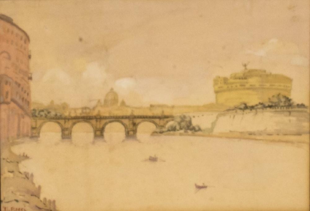 Dante (1879) Ricci comparable auction result: dante ricci serra san quirico 1879 roma 1957 veduta di castel sant angelo