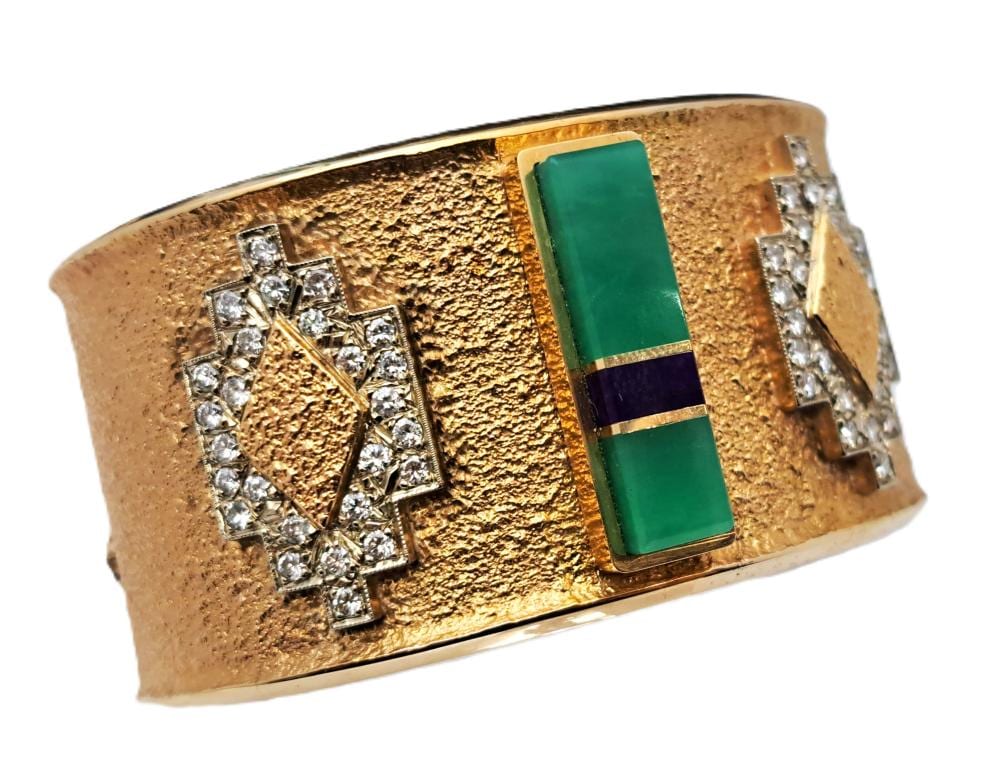 James Little comparable auction result: james little 14k gold masterpiece signed diamond navajo native american cuff bracelet