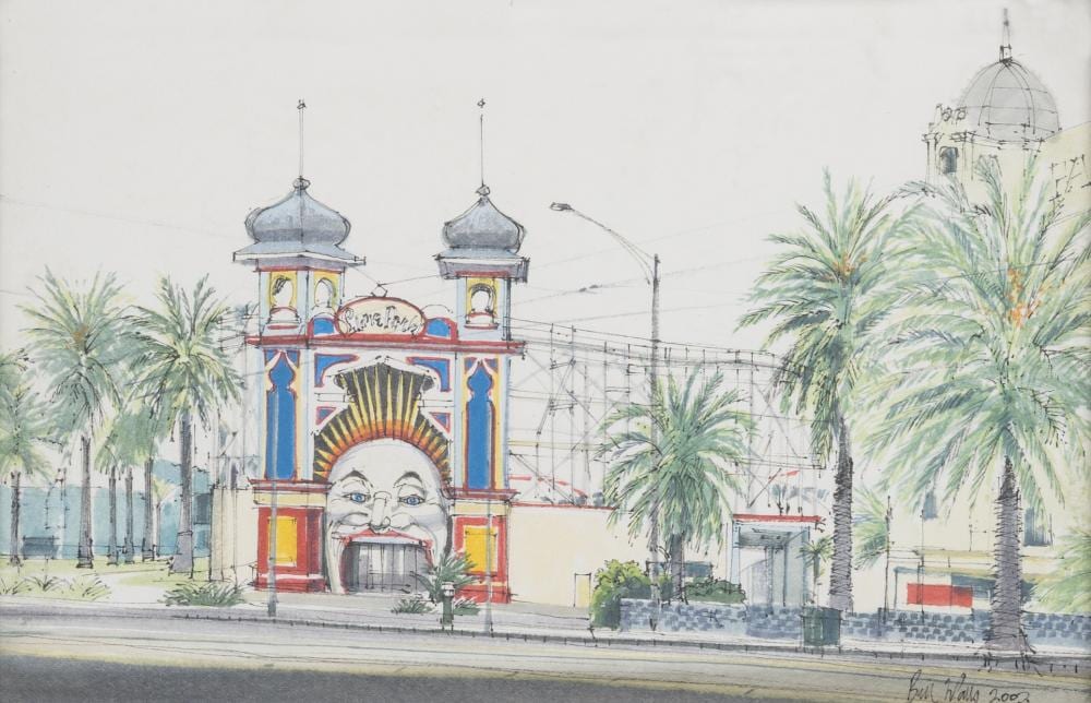 Bill Walls comparable auction result: bill walls born 1940 luna park st kilda 2002 a pair