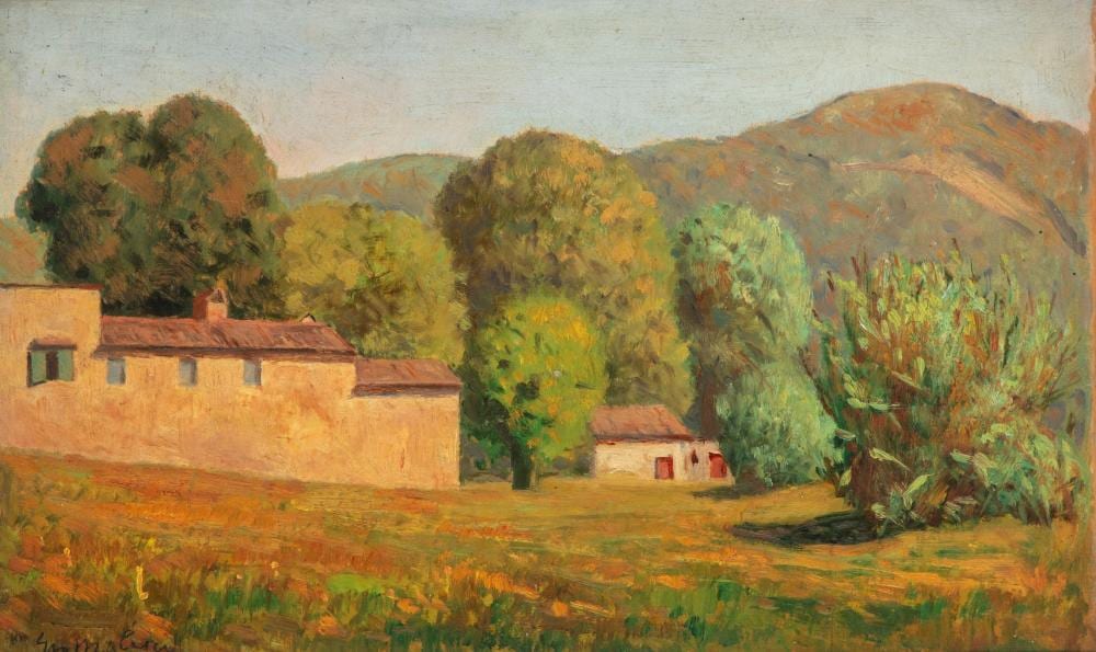 Giovanni Malesci comparable auction result: giovanni malesci vespignano 1884 milano 1969 mugello landscape with monte sassi 1914