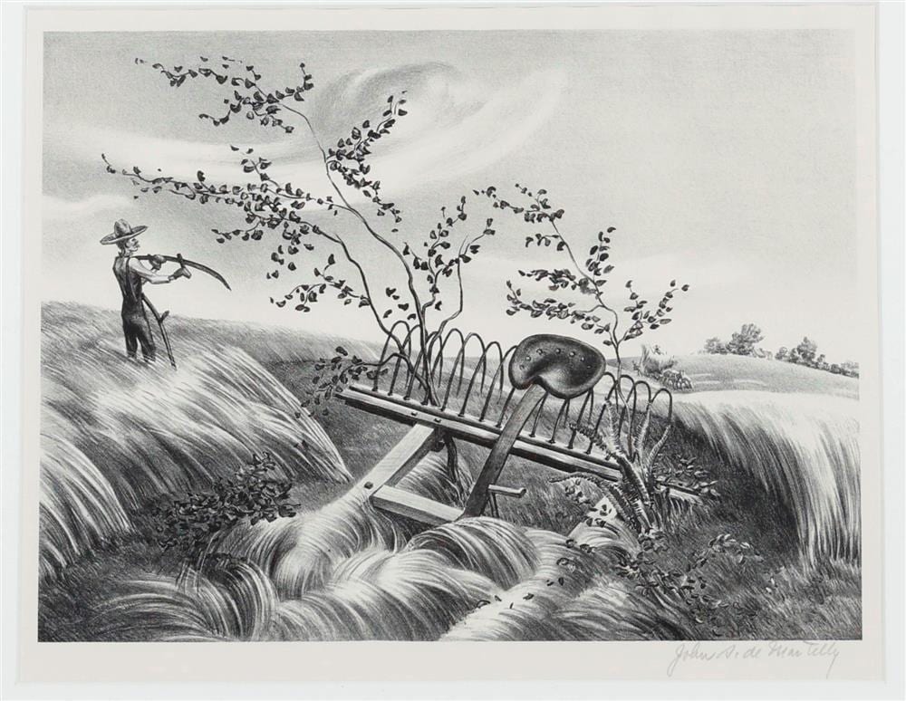 John Stockton DeMartelly comparable auction result: john stockton de martelly american 1903 1979 farmer brown had a new scythe circa 1938 lithograph pencil signed lower margin fra