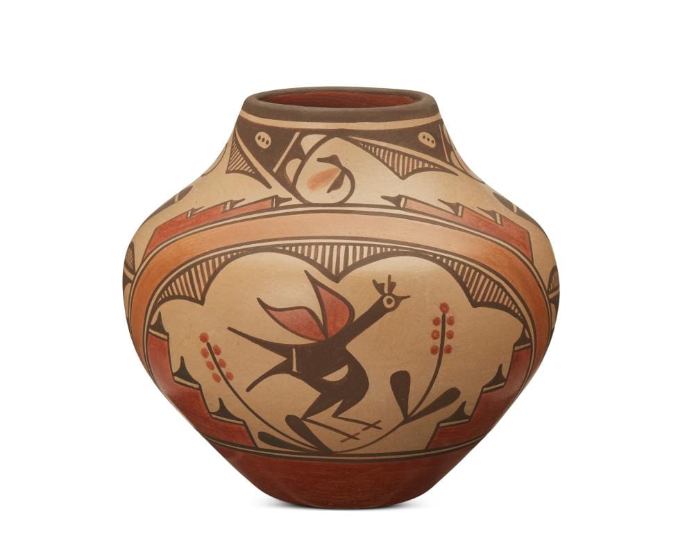 Elizabeth Medina comparable auction result: elizabeth medina b 1956 zia pueblo a polychrome pottery olla jar late 20th early 21st century