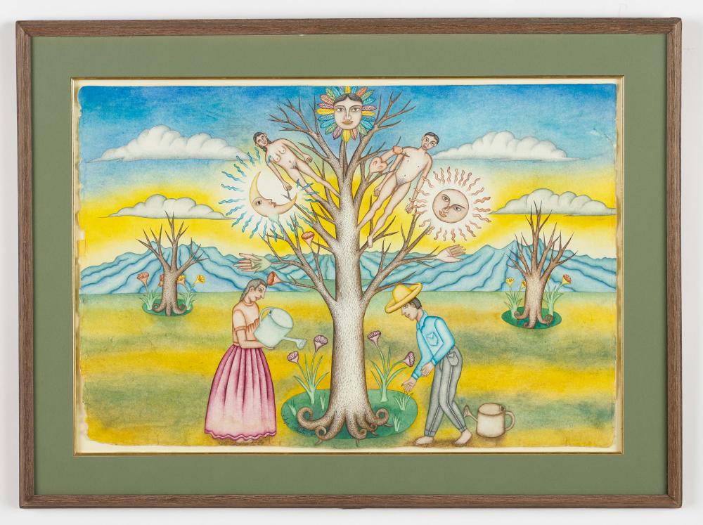 Felipe Morales comparable auction result: felipe morales mexican mexico tree of life dated 1989
