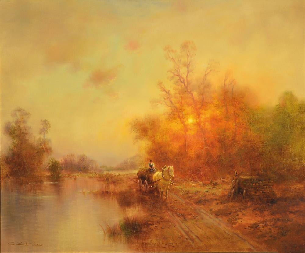 Günter König comparable auction result: g nter k nig 1925 trier 2007 landscape with wagons