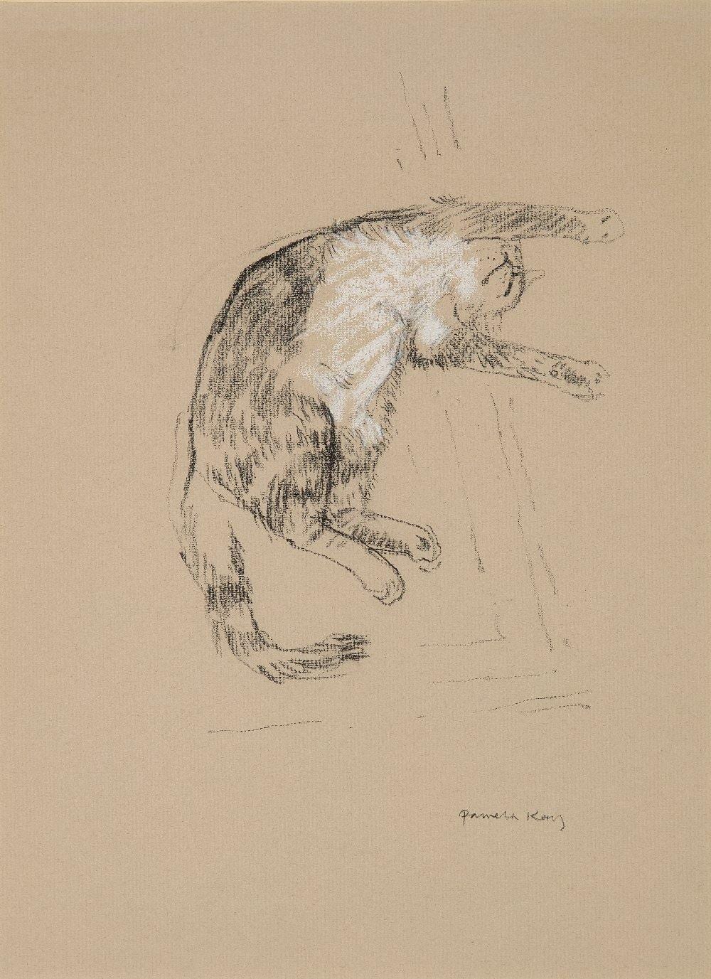 Pamela Kay comparable auction result: pamela kay british b 1939 cat four charcoal and chalk on paper signed in pencil lower righ