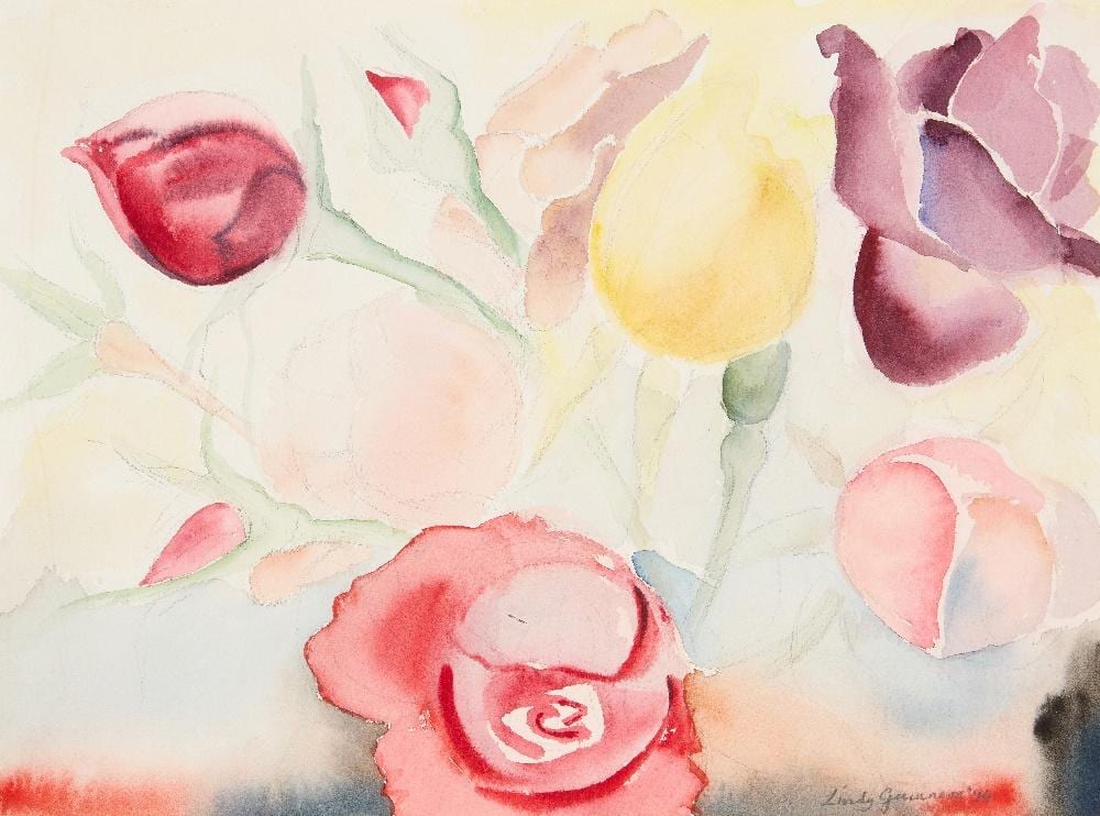 lindy guinness british 1941 2020 roses clandeboye 1994 watercolour on paper signed lower · Roseberys · 2025-03-25 Lindy Guinness comparable auction result: lindy guinness british 1941 2020 roses clandeboye 1994 watercolour on paper signed lower