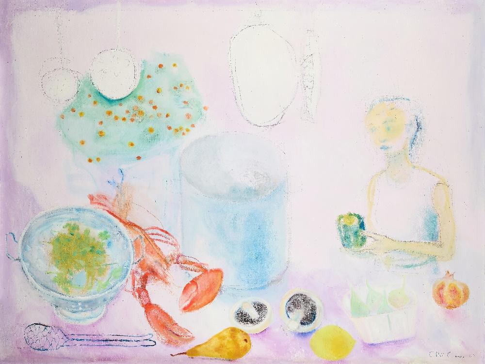 Chloe Cheese comparable auction result: chlo cheese british b 1952 lady cooking with a lobster oil on canvas signed and dated low