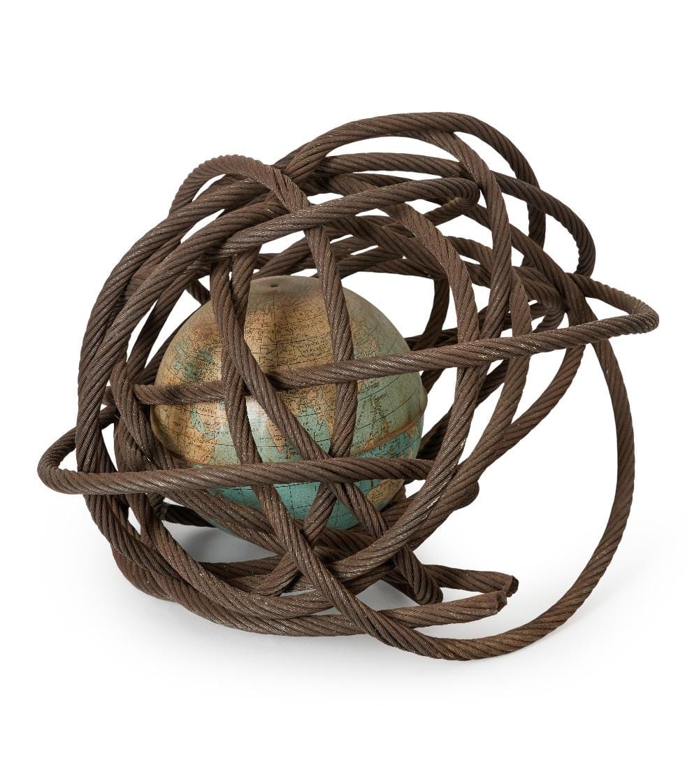 Richard Wentworth comparable auction result: richard wentworth british b 1947 monde 1984 steel cable and found metal globe approx h37