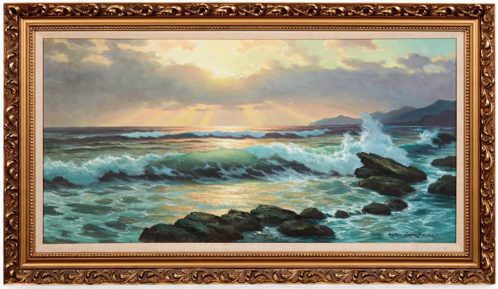Anton Gutknecht comparable auction result: anton gutknecht german 1907 1988 sunset seascape oil on canvas 24 x 48in 60 x 120cm