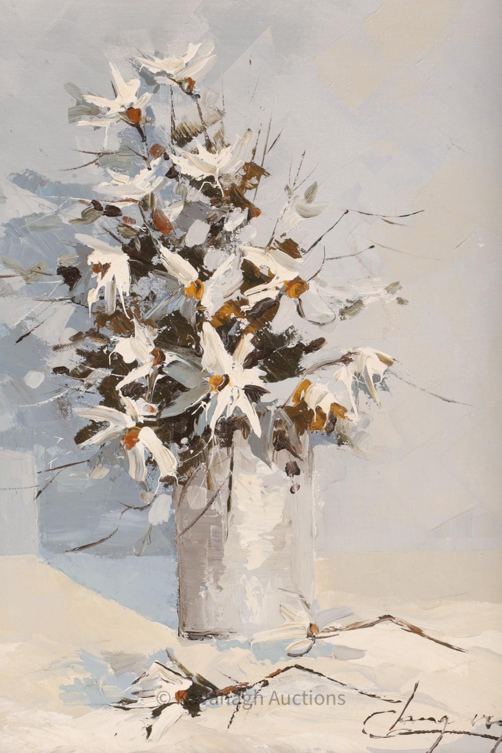 Claude Langevin comparable auction result: claude langevin oil on canvas floral still life