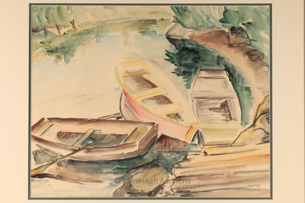 Louis Muhlstock comparable auction result: louis muhlstock 1904 2001 watercolour rowboats
