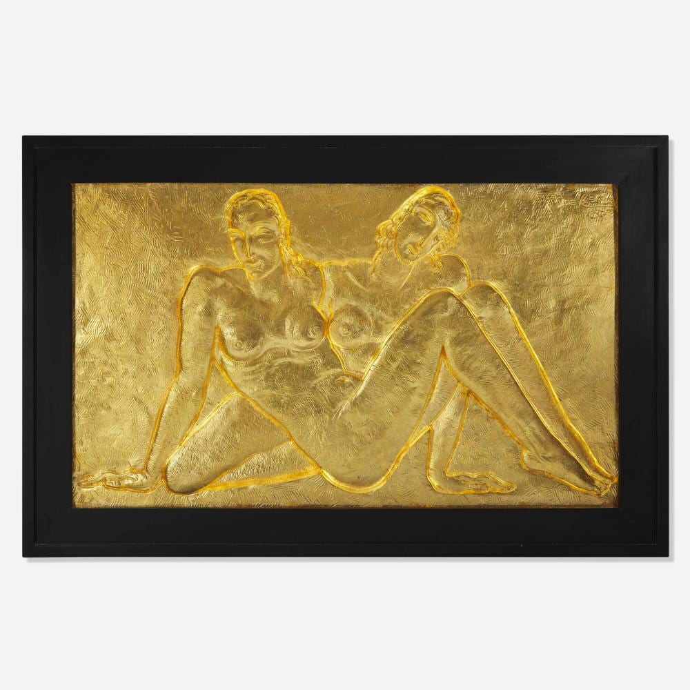 Oscar de Clerck comparable auction result: oscar de clerck bas relief panel with nude women