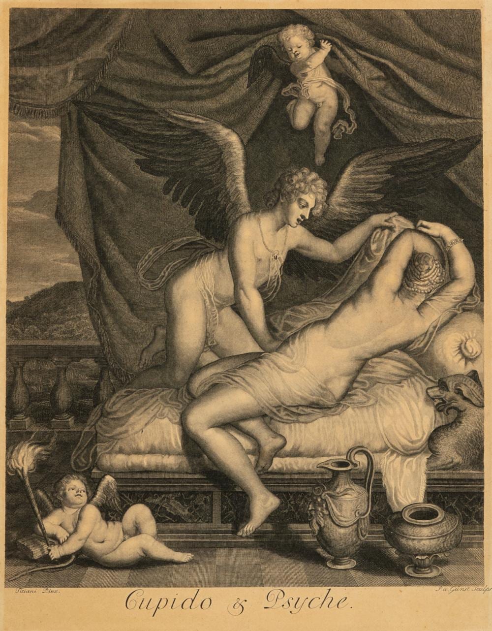 Pieter van Gunst comparable auction result: pieter van gunst cupid and psyche after titian