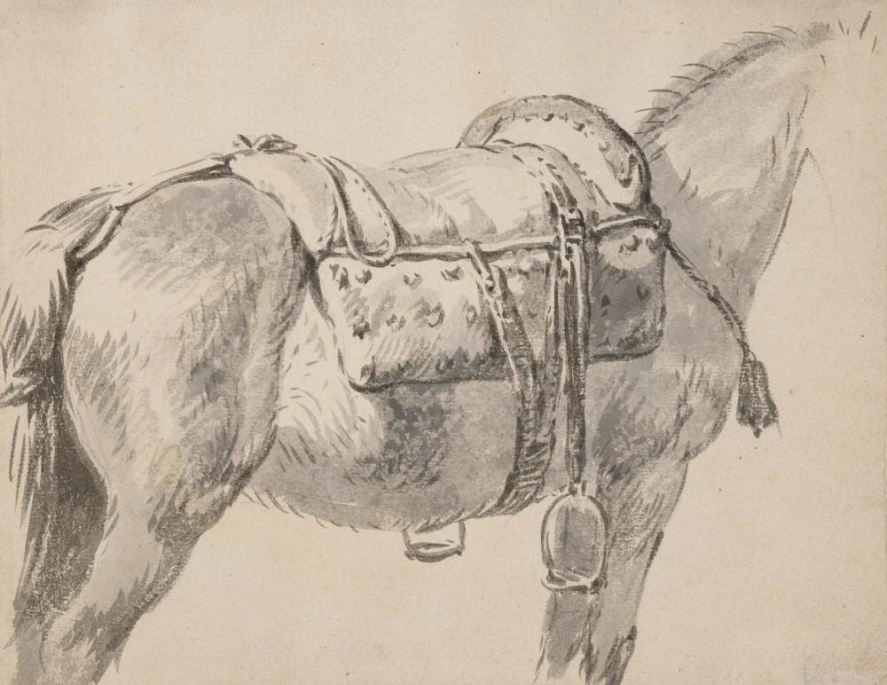 Pieter van Bloemen comparable auction result: pieter van bloemen anvers 1657 1720 tude de cheval harnach d une selle