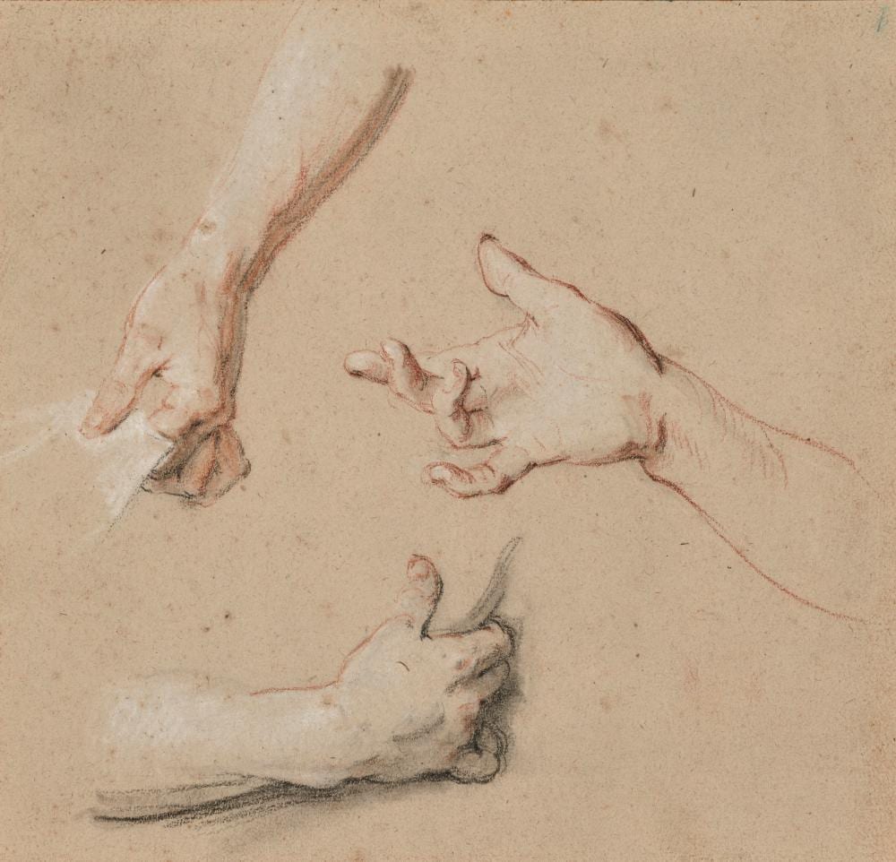 Nicolas de Largillierre comparable auction result: nicolas de largillierre paris 1656 1746 tude de trois mains l une tena