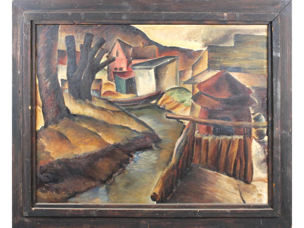 Virginia True, Untitled Landscape, Oil on Board sold by Weiss Auctions, lot 148 — auction record photograph