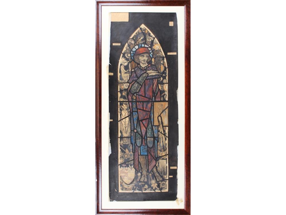 Harry Clarke comparable auction result: harry clarke original art stained glass window
