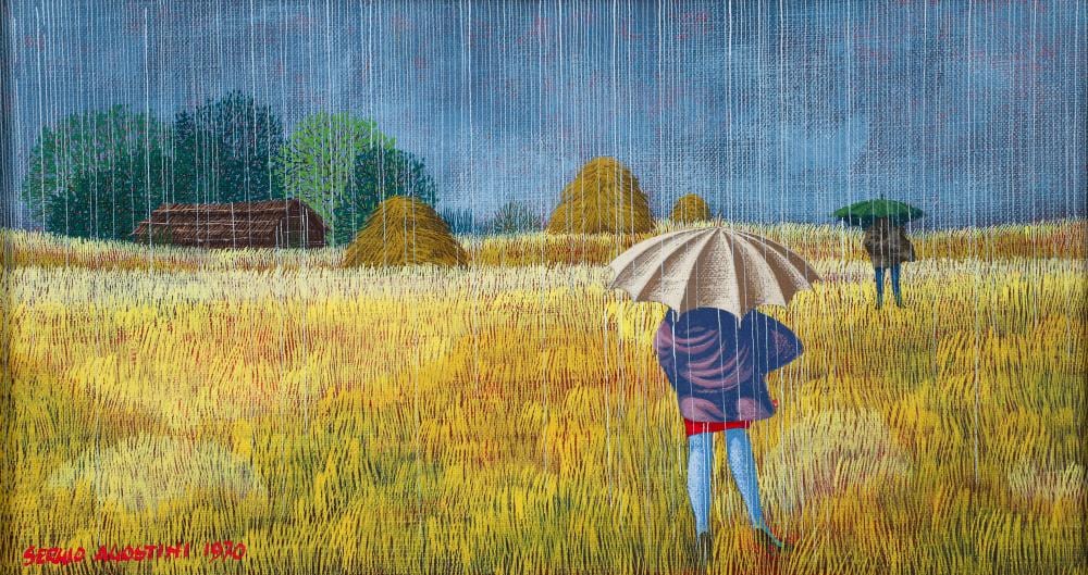 Sergio Agostini comparable auction result: sergio agostini 1970 painting meeting in the rain