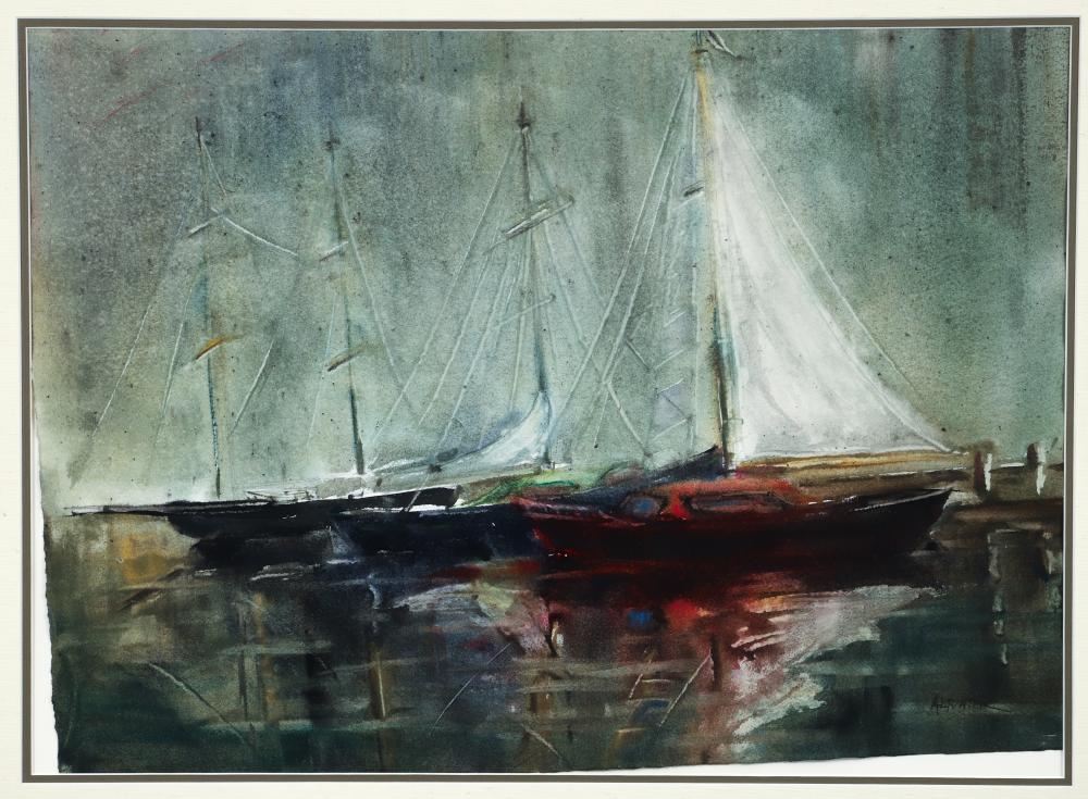 catherine tharp altvater 1950s watercolor murky dawn · Concept Art Gallery · 2025-03-26 Catherine Tharp Altvater comparable auction result: catherine tharp altvater 1950s watercolor murky dawn