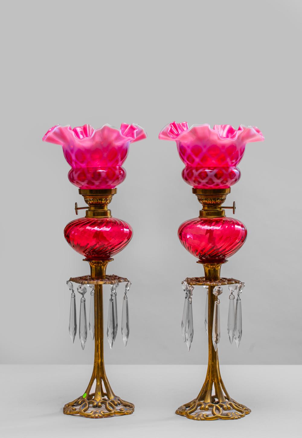 Pair of French Oil Lamps, Art Nouveau Style sold by Albahie Auction House, lot 48 — auction record photograph
