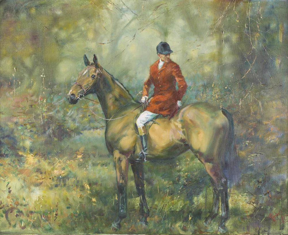 Michael Lyne comparable auction result: michael lyne the whipper in hunting painting