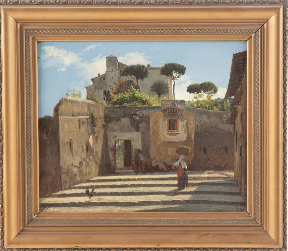 Peter Kornbeck comparable auction result: johan peter kornbeck 1837 1894 woman with red loincloth and basket of grapes rome