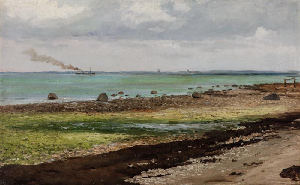 Carl Locher comparable auction result: carl locher 1851 1915 coastal scenery from hornb k with a view towards kullen and the swedish coast