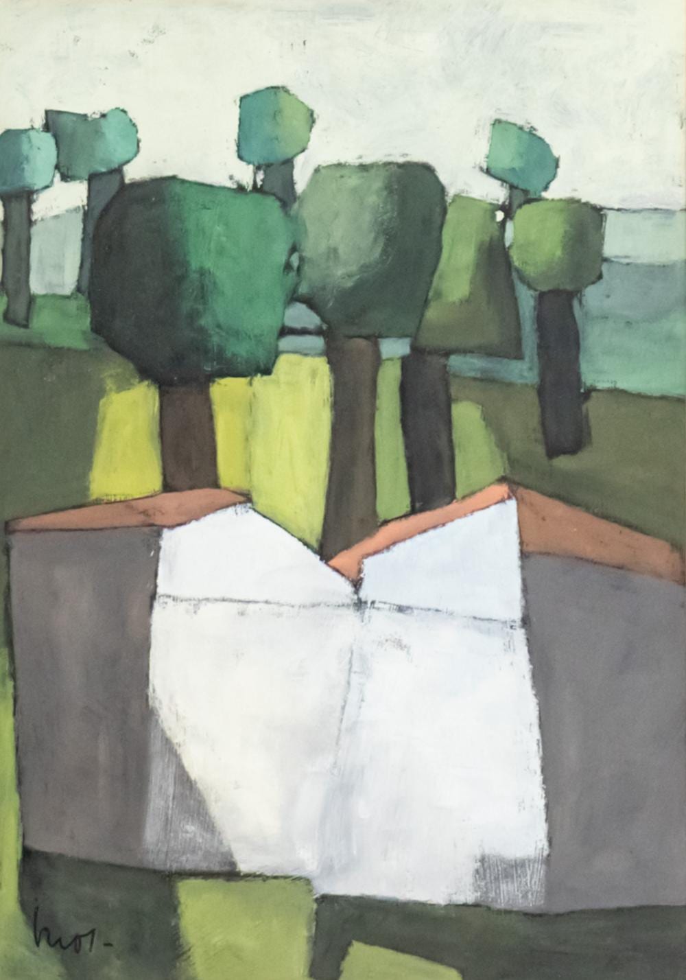 Inos Corradin comparable auction result: inos corradin brazilian italian b 1929 houses oil on paper