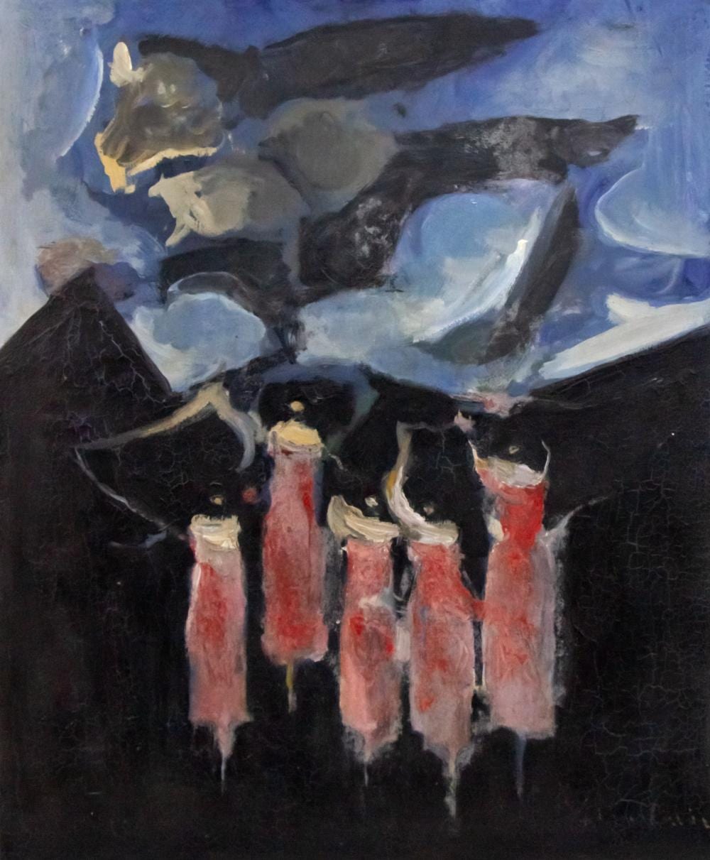 Alfred Aberdam comparable auction result: alfred aberdam polish 1894 1963 angels oil on canvas