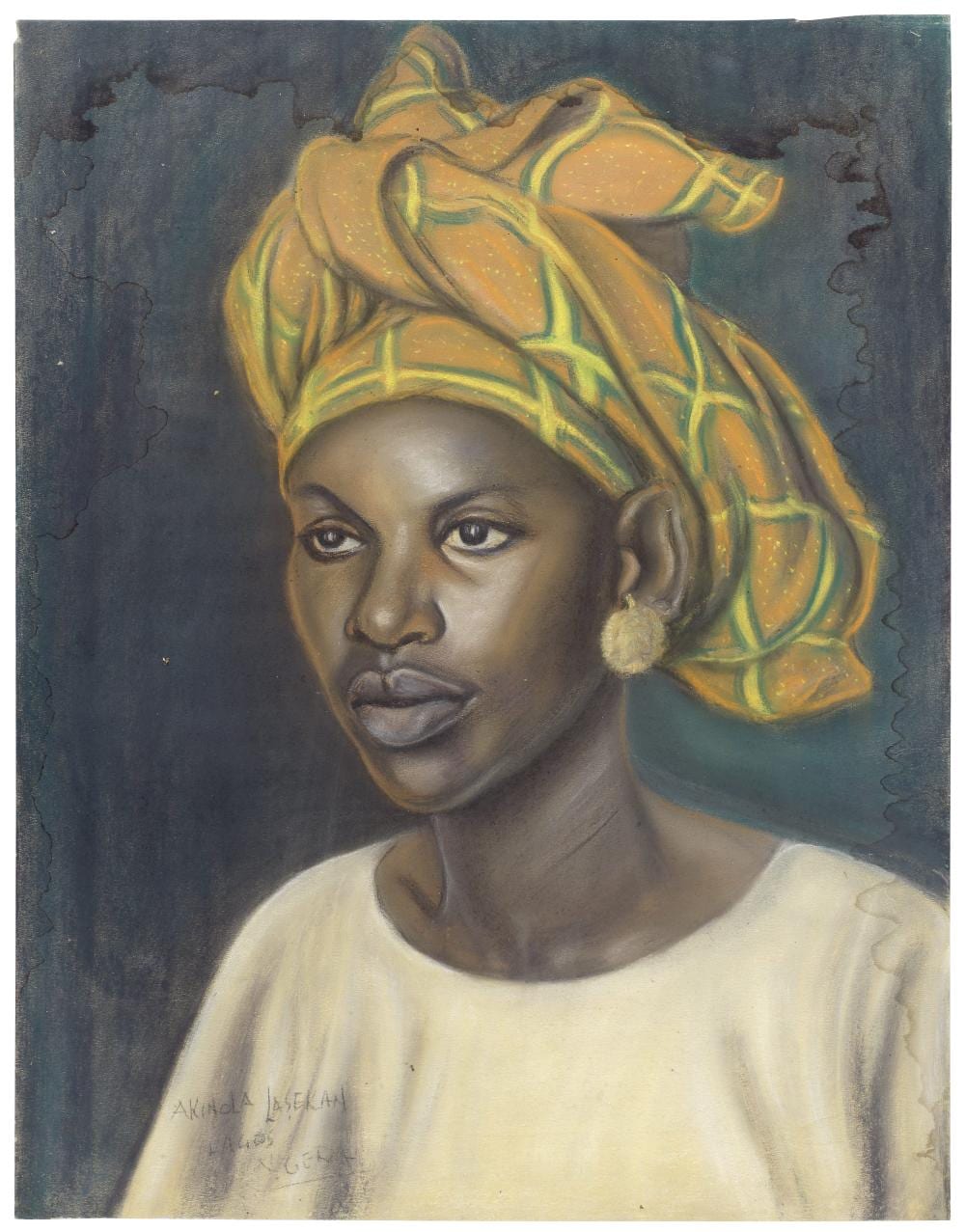 akinola lasekan nigerian 1921 1972 portrait of a lady signed akinola lasekan lagos nigeria lower left pastel on paper50 x 39cm 19 11 16 x 15 3 8in unframed · Bonhams · 2025-03-20 Akinola Lasekan comparable auction result: akinola lasekan nigerian 1921 1972 portrait of a lady signed akinola lasekan lagos nigeria lower left pastel on paper50 x 39cm 19 11 16 x 15 3 8in unframed