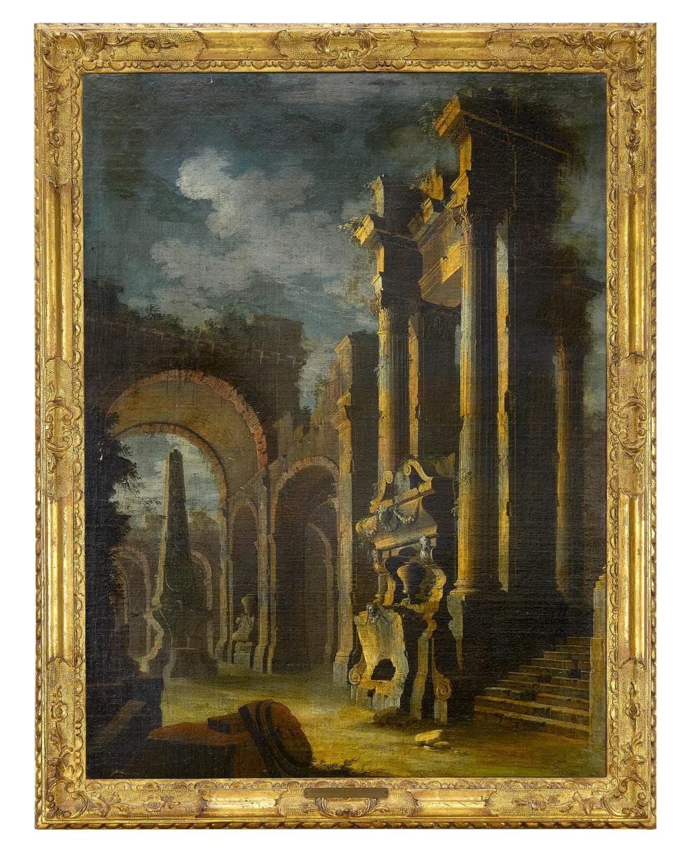 Leonardo Coccorante comparable auction result: leonardo coccorante attr architectural capriccio oil on canvas 76x102 cm on the reverse an old label bearing the artist s name framed defects and restorations