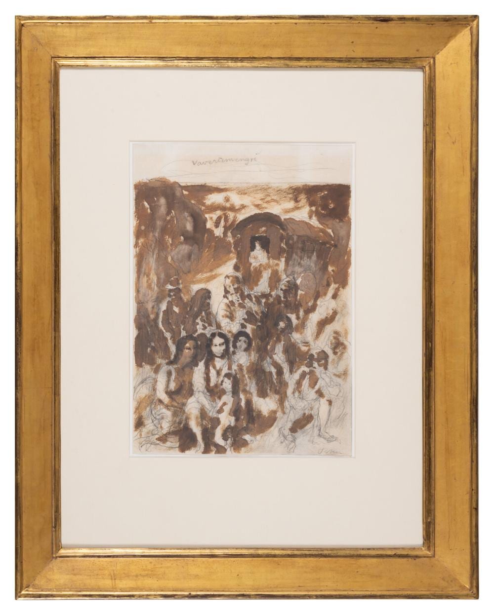 augustus edwin john 1878 1961 study of a piedmontese gypsy encampment with traditional horse drawn vardo behind pencil and brown wash c 1909 · Forum Auctions - UK · 2025-03-26 Augustus Edwin John comparable auction result: augustus edwin john 1878 1961 study of a piedmontese gypsy encampment with traditional horse drawn vardo behind pencil and brown wash c 1909