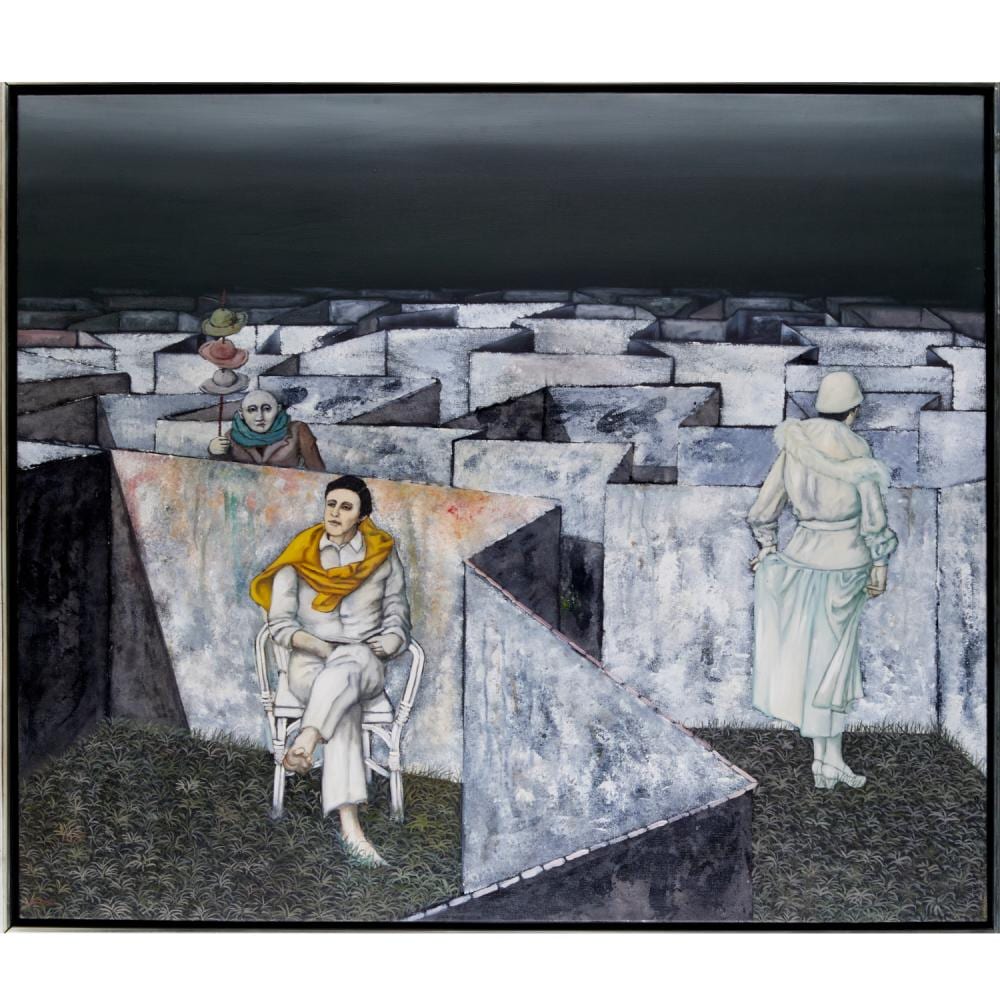 Franco Minei comparable auction result: franco minei surrealist oil on canvas 1975