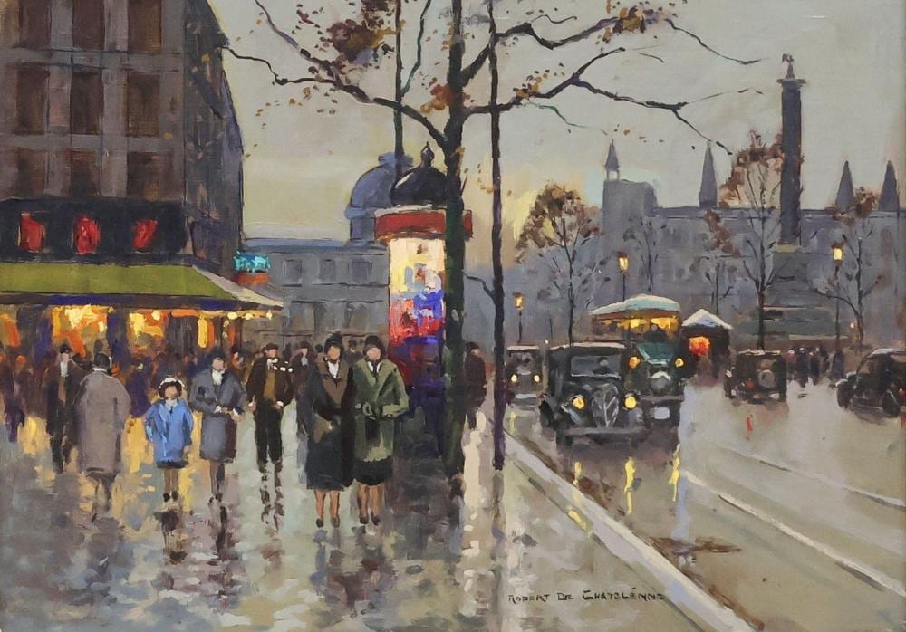 Robert De Chatelenne comparable auction result: robert de chatelenne place de la bastille street scene 13 x 18