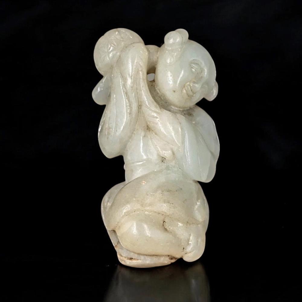 A Very Early Antique Chinese Carved Jade Seated Figure Qing Dynasty sold by RB Fine Arts, lot 5 — auction record photograph