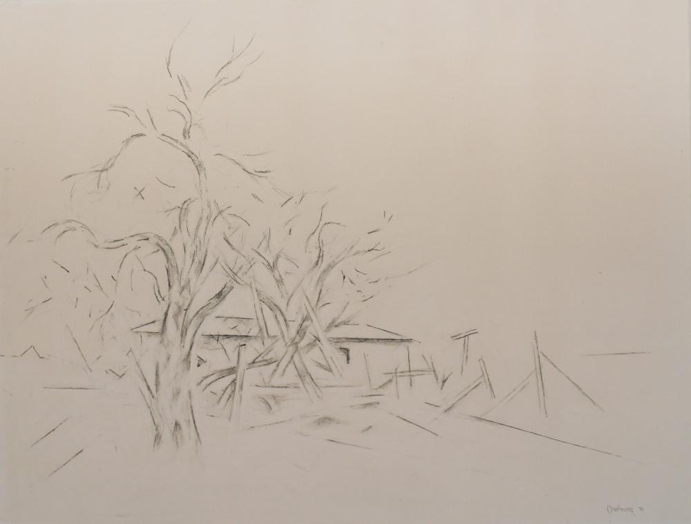 andrew michael dasburg american 1887 1979 trees and house conte crayon and graphite on paper 17 1 2 x 23 in 44 5 x 58 4 cm · Weschler's · 2025-03-28 Andrew Michael Dasburg comparable auction result: andrew michael dasburg american 1887 1979 trees and house conte crayon and graphite on paper 17 1 2 x 23 in 44 5 x 58 4 cm