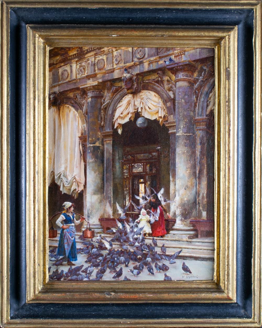 William Logsdail comparable auction result: william logsdail british 1859 1944 feeding the birds outside florian s st marks square venice