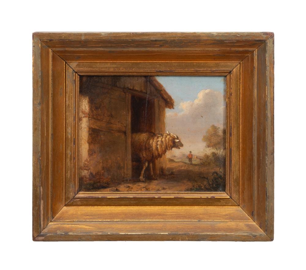 Eugène Joseph Verboeckhoven comparable auction result: e verboeckhoven sheep in barn 19th c oil