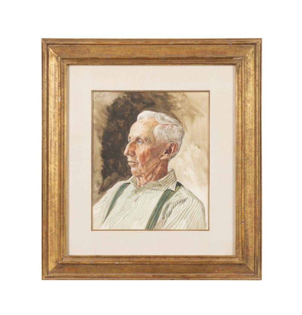 John Chumley comparable auction result: john chumley septuagenarian watercolor portrait
