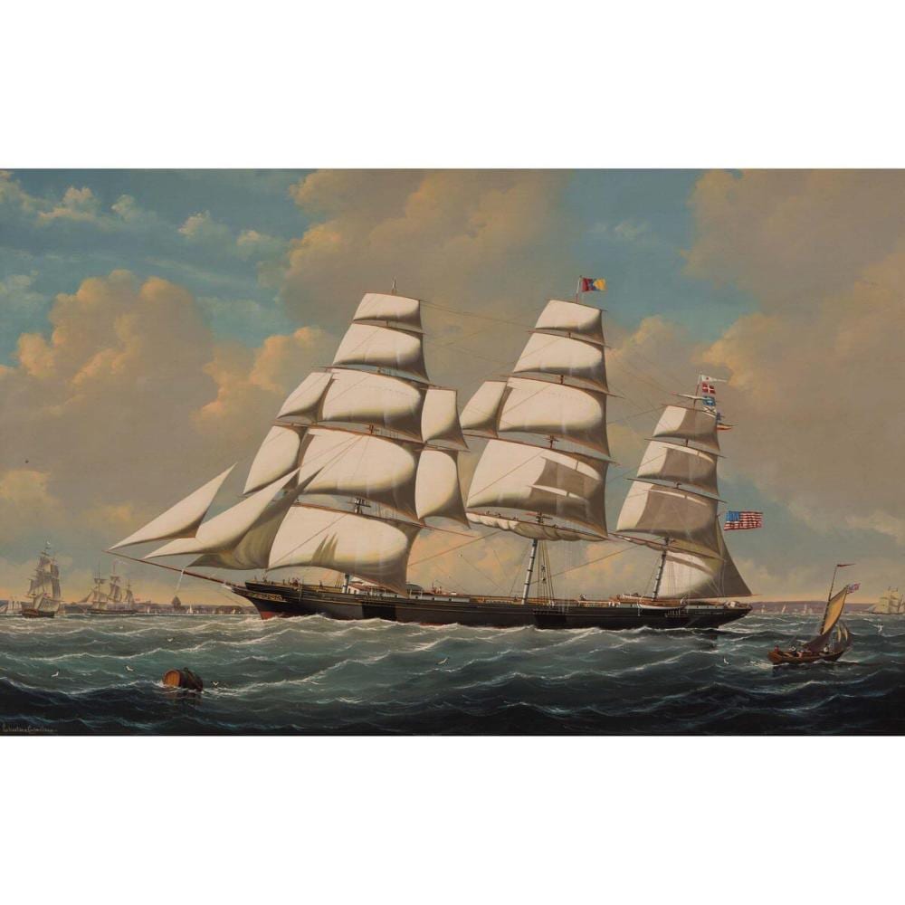 Salvatore Colacicco comparable auction result: salvatore colacicco b 1935 the sailing ship flying cloud in boston harbour