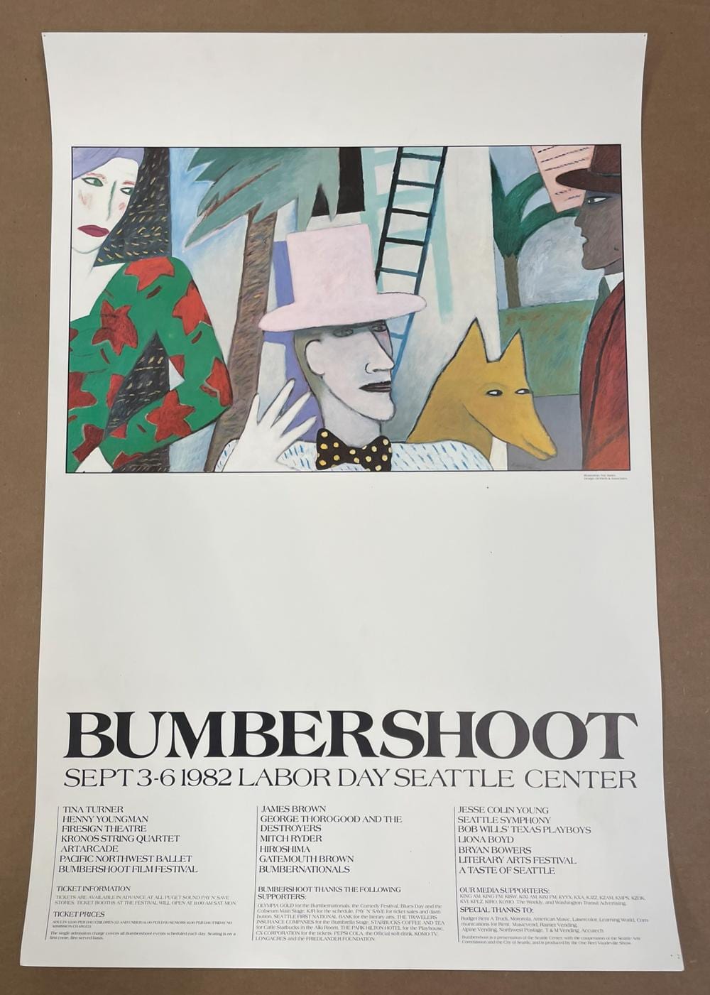 Fay Jones comparable auction result: bumbershoot 1982 poster unframed 36x24 artwork by fay jones